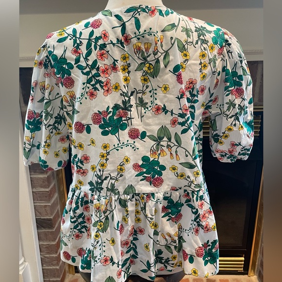 Nautica “Newport Beach” Floral Print Peplum Top with  3 Bow Tie Closure - Picture 6 of 8